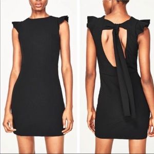 Zara open back dress with ribbon